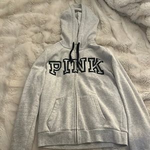 Zip-up PINK white hoodie